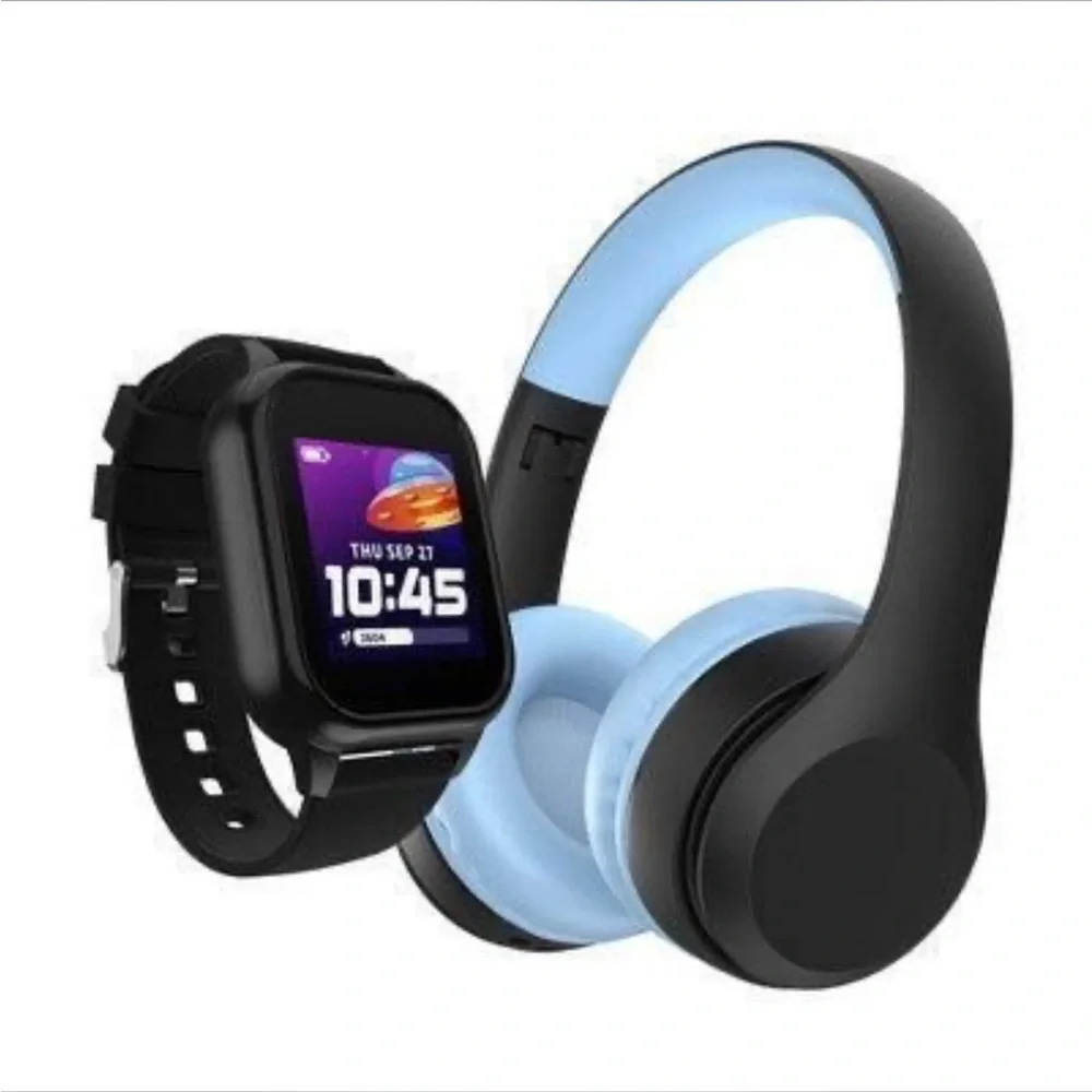 Kids PlayZoom Smart Watch and Bluetooth Headphone Bundle Gift Set NWT!